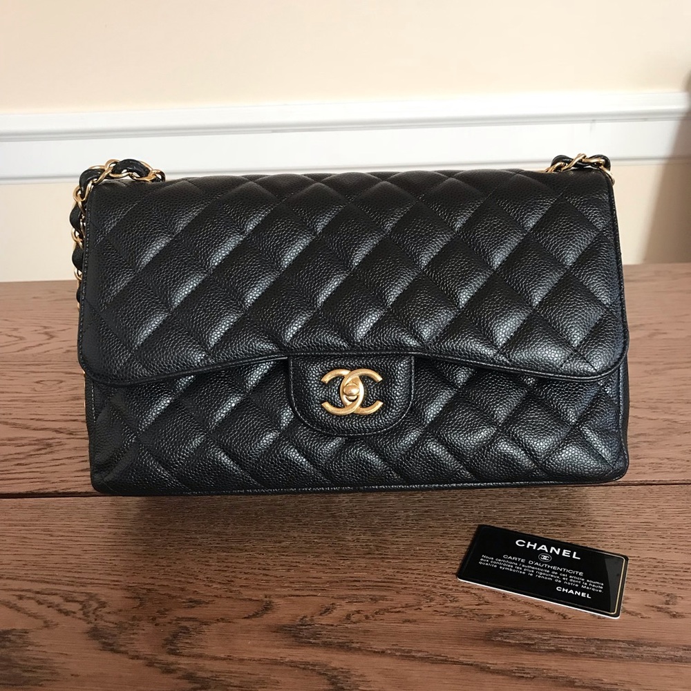 SOLD Chanel classic double flap jumbo CF caviar - Picture 1 of 8